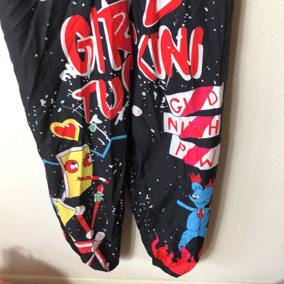 Casual Cartoon Printing Short Sleeves High Waist One-piece Jumpsuits XL - Picture 3 of 11